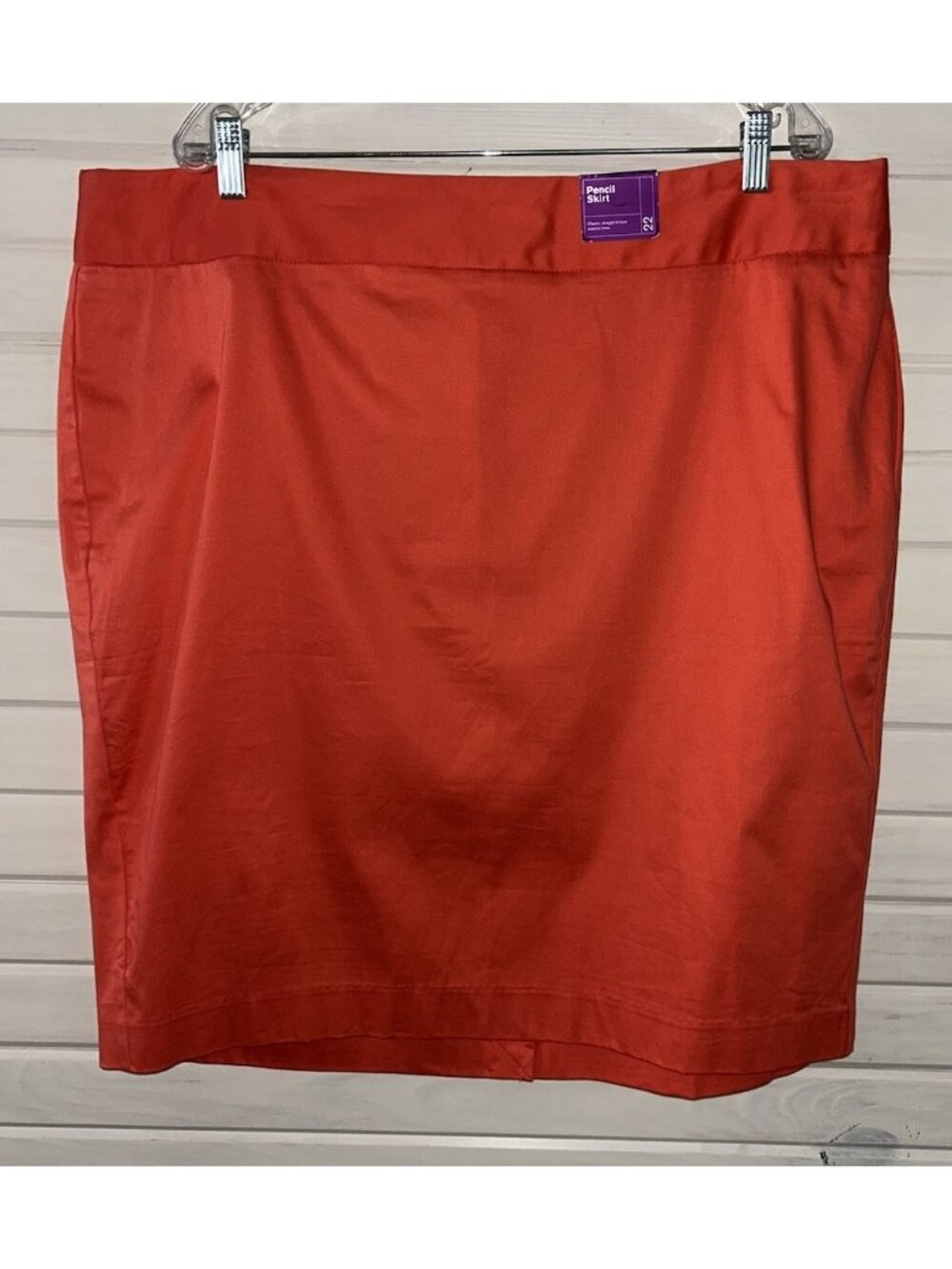NWT Lane Bryant Womens Sz 22 Pencil Skirt Straight Cotton Rear Zip Coral Orange